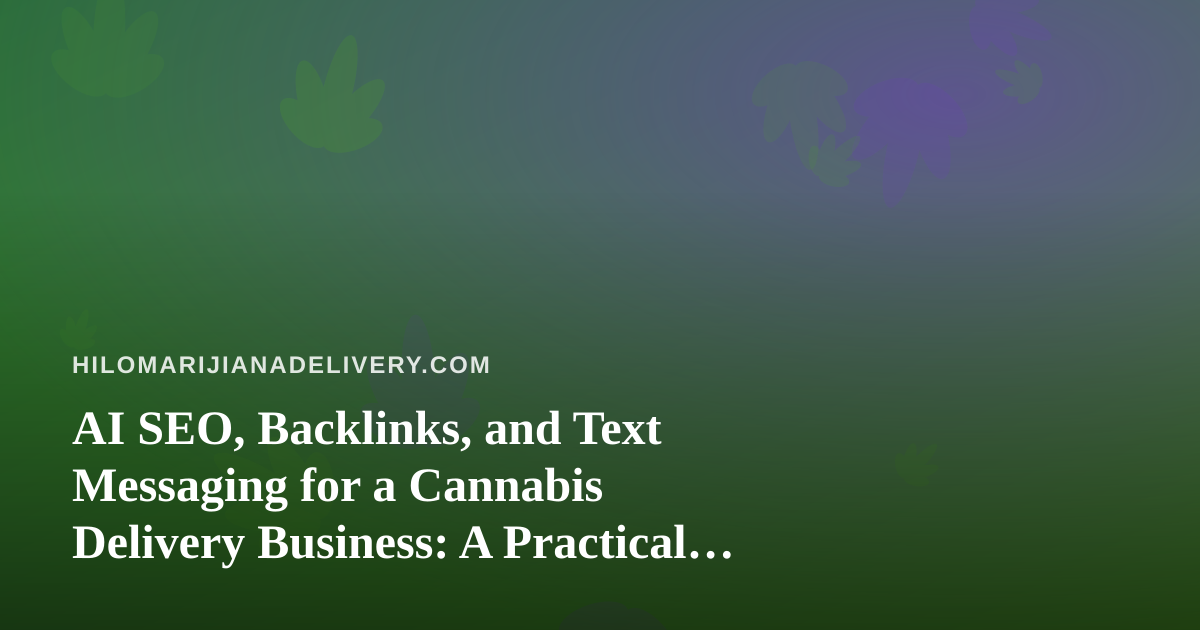 AI SEO, Backlinks, and Text Messaging for a Cannabis Delivery Business: A Practical Guide